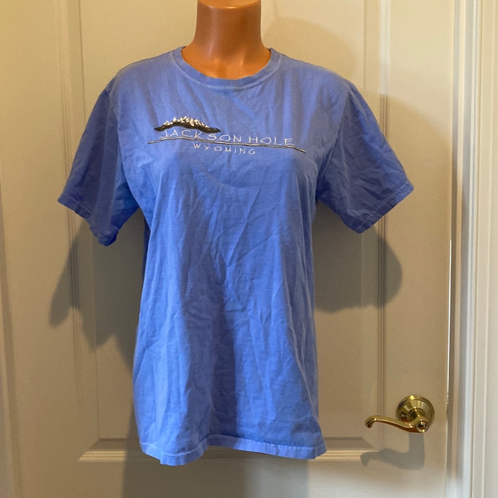 BLUE 84 Jackson Hole WY Comfort Color Embroidered Tee T Shirt S Small